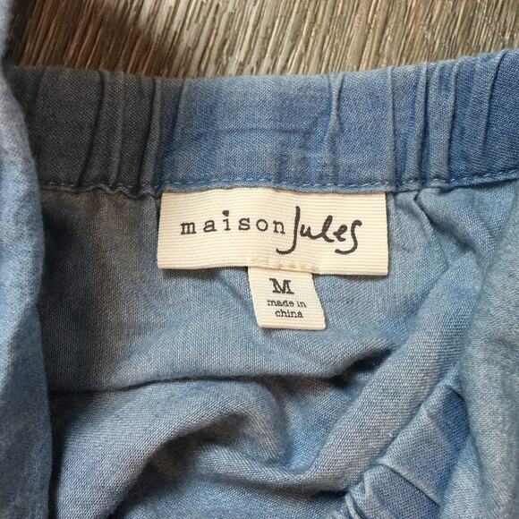 Maison Jules Light Denim flower Dress Size Medium - Picture 5 of 9